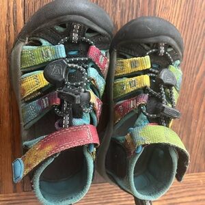 Rainbow tie dye Keen H2O Newport sandals